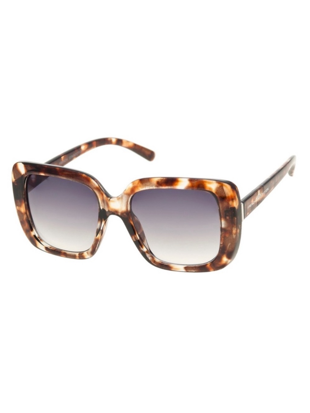 French Connection Tortoise & Silver Oversized Square UV Sunglasses